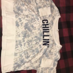 White/Blue Chillin’ Cropped Sweater